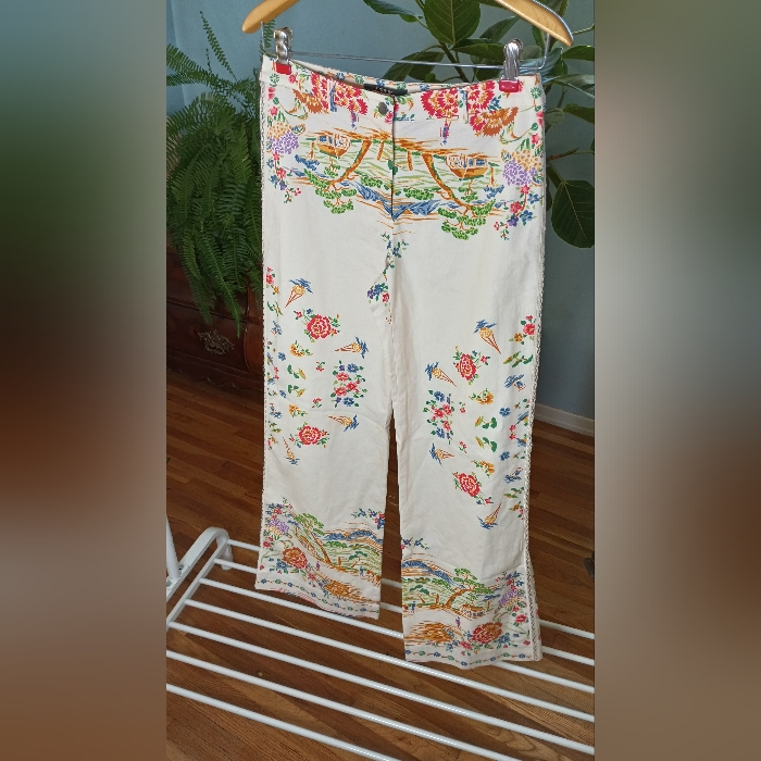Gianfranco Ferre Vintage Wide Leg Floral Print Pants Size 26